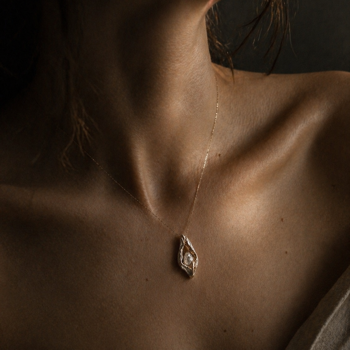 Salt and pepper diamond necklace in sterling silver and gold vermeil