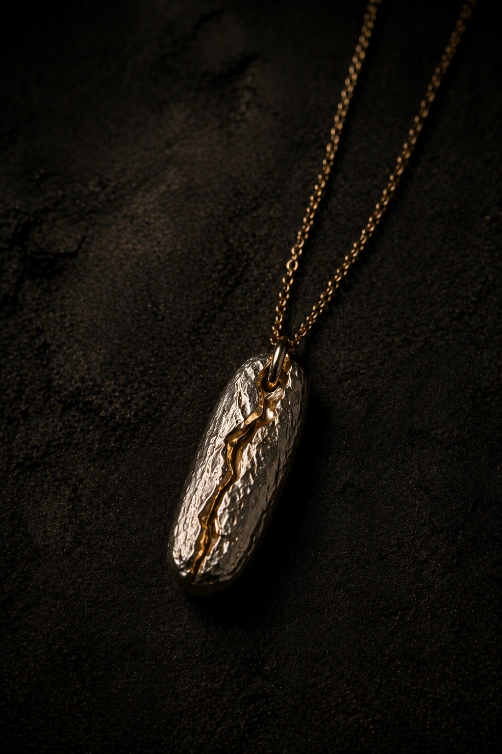 Salt and pepper diamond healing necklace in sterling silver and gold vermeil